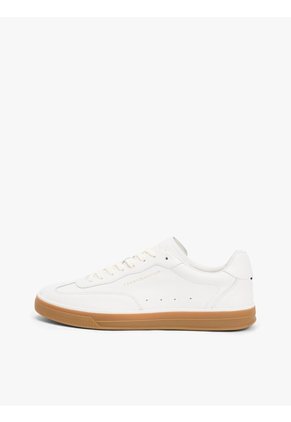 Tenis Blanco De Cuero Con Logo Metalizado Tommy Hilfiger