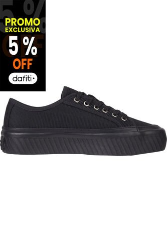 Tenis Negro De Cordones Con Plataforma Tommy Hilfiger Tommy Hilfiger