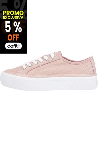 Tenis Rosa De Cordones Con Plataforma Tommy Hilfiger Tommy Hilfiger