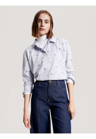 Camisa De Rayas Ithaca Con Monogramas Th Para Mujer Tommy Hilfiger Tommy Hilfiger