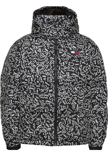Chaqueta Alaska Acolchada Con Estampado Hombre Negro Tommy Jeans