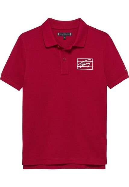 Polo Rojo Varsity Con Logo Gráfico Tommy Hilfiger