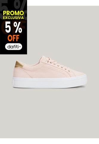 Tenis Rosa De Lona Con Talón Metalizado Tommy Hilfiger Tommy Hilfiger
