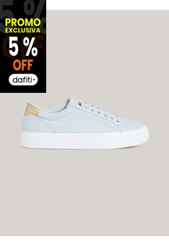 Tenis Celeste De Lona Con Talón Metalizado Tommy Hilfiger Tommy Hilfiger