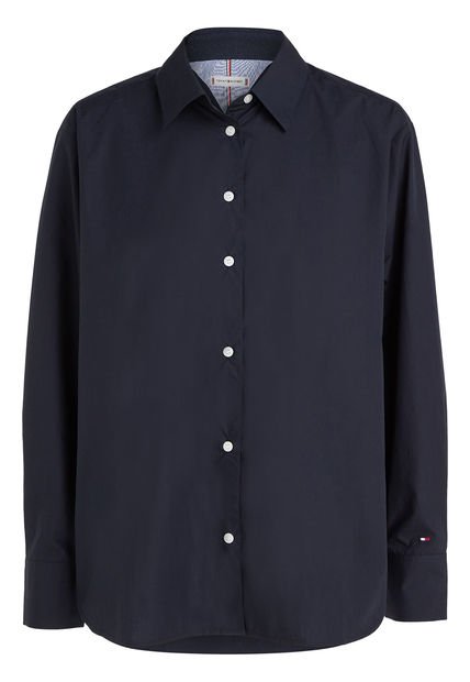 Camisa Oversize Con Logo Bordado Tommy Hilfiger