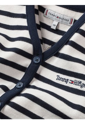 Camiseta Estilo Top De Niña Acanalado Rayas Tommy Hilfiger