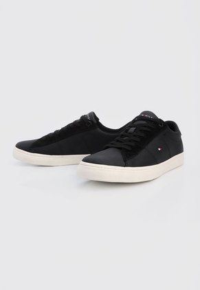 Tenis Lifestyle Negro-Marfil Tommy Hilfiger Basic Leather