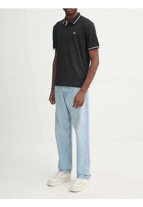 Polo Negro De Corte Regular Con Logo Tommy Jeans