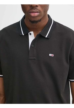 Polo Negro De Corte Regular Con Logo Tommy Jeans