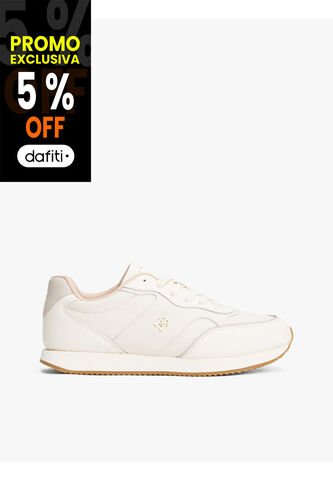 Tenis Blanco De Cuero Con Monograma TH Tommy Hilfiger Tommy Hilfiger