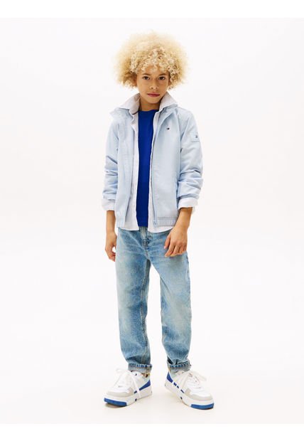Rompe Celeste Viento Con Capota Y Parche Del Logo Tommy Hilfiger