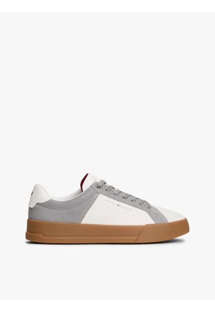 Tenis Gris De Tenis En Cuero Texturizada Tommy Hilfiger