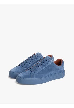 Tenis Azul De Ante Con Logo En Bajo Relieve Tommy Hilfiger