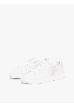 Tenis Blanco De Cuero Con Logo Bordado Tommy Hilfiger