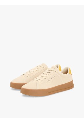 Tenis Beige De Ante Con Talón A Contraste Tommy Hilfiger