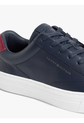 Tenis Azul Oscuro De Cuero Con Suela Cupsole Tommy Hilfiger