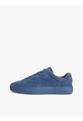 Tenis Azul De Ante Con Logo En Bajo Relieve Tommy Hilfiger