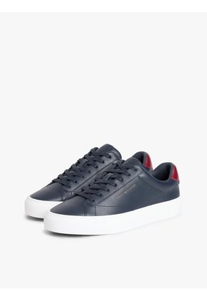Tenis Azul Oscuro De Cuero Con Suela Cupsole Tommy Hilfiger