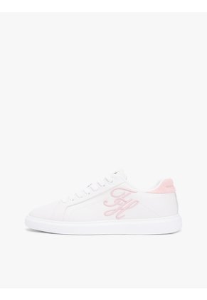 Tenis Blanco De Cuero Con Logo Bordado Tommy Hilfiger