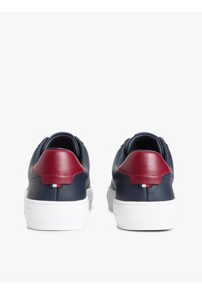Tenis Azul Oscuro De Cuero Con Suela Cupsole Tommy Hilfiger