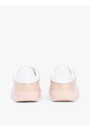 Tenis Beige De Cuero Con Monograma Metalizado Tommy Hilfiger