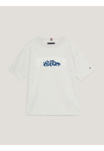 Camiseta Con Logo Estilo Grafiti Niño Gris Tommy Hilfiger