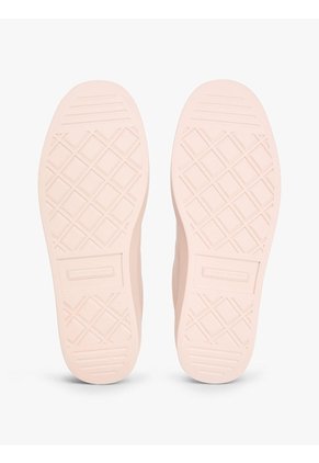 Tenis Beige De Cuero Con Monograma Metalizado Tommy Hilfiger