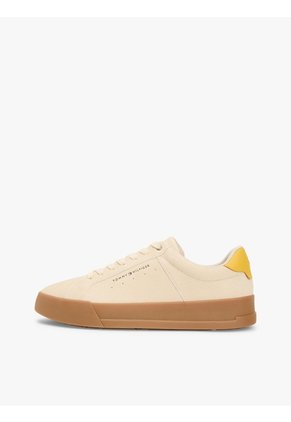 Tenis Beige De Ante Con Talón A Contraste Tommy Hilfiger