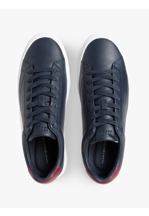 Tenis Azul Oscuro De Cuero Con Suela Cupsole Tommy Hilfiger