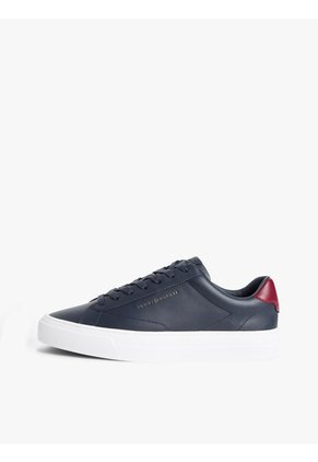 Tenis Azul Oscuro De Cuero Con Suela Cupsole Tommy Hilfiger