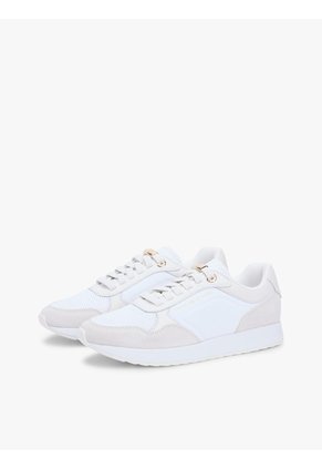 Tenis Blanco De Ante Con Mezcla De Texturas Tommy Hilfiger