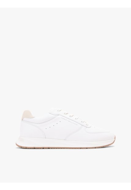 Tenis Blanco De Cuero Con Logo En Bajo Relieve Tommy Hilfiger