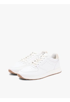 Tenis Blanco De Cuero Con Logo En Bajo Relieve Tommy Hilfiger