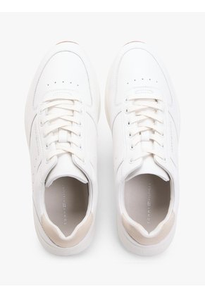 Tenis Blanco De Cuero Con Logo En Bajo Relieve Tommy Hilfiger