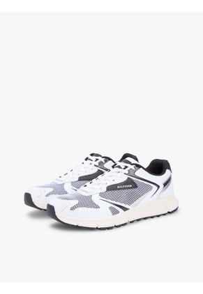 Tenis Negro Con Mezcla De Texturas Y Logo Tommy Hilfiger