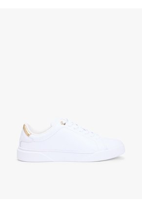 Tenis Blanco De Cuero Con Insignia Del Logo Tommy Hilfiger