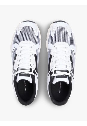 Tenis Negro Con Mezcla De Texturas Y Logo Tommy Hilfiger