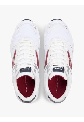 Tenis Blanco Con Mezcla De Texturas Y Logo Tommy Hilfiger