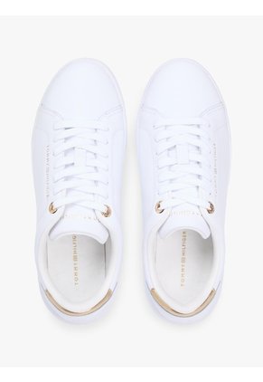 Tenis Blanco De Cuero Con Insignia Del Logo Tommy Hilfiger