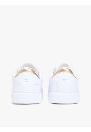 Tenis Blanco De Cuero Con Insignia Del Logo Tommy Hilfiger