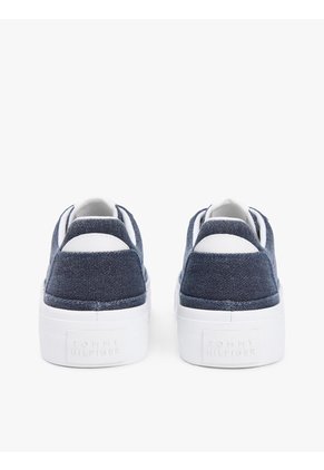 Tenis Azul Marino De Lona Lavada Con Plataforma Tommy Hilfiger