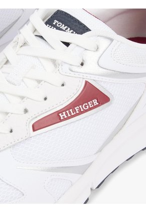 Tenis Blanco Con Mezcla De Texturas Y Logo Tommy Hilfiger