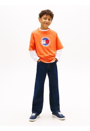 Camiseta Naranja Con Logo Gráfico Tommy Hilfiger