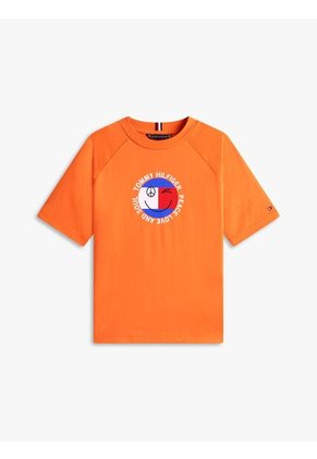 Camiseta Naranja Con Logo Gráfico Tommy Hilfiger