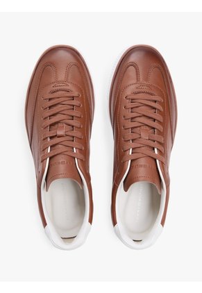 Tenis Marrón De Cuero Con Logo Metalizado Tommy Hilfiger