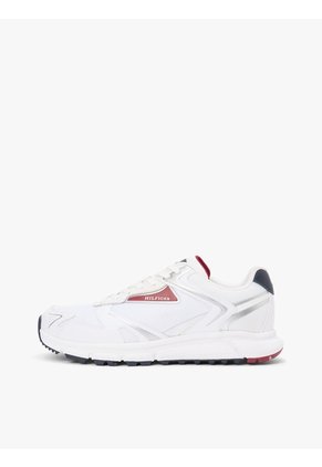 Tenis Blanco Con Mezcla De Texturas Y Logo Tommy Hilfiger