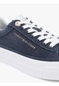 Tenis Azul Marino De Lona Lavada Con Plataforma Tommy Hilfiger de Tommy Hilfiger