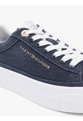 Tenis Azul Marino De Lona Lavada Con Plataforma Tommy Hilfiger