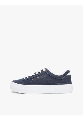 Tenis Azul Marino De Lona Lavada Con Plataforma Tommy Hilfiger