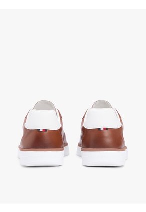 Tenis Marrón De Cuero Con Logo Metalizado Tommy Hilfiger